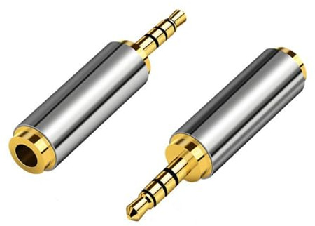 H.May 2PCS Adattatore audio da 2,5 mm a 3,5 mm e da 3,5 mm a 2,5 mm da maschio a femmina, compatibile con PC, laptop, audio, amplificatore, cuffie, MP3, scheda audio, telefono cellulare, DVD