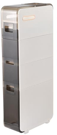 PRESSLAY Lagerschrank mit schmalem Spalt, 2/3/4-stufiger Badezimmer-Unterschrank für kleinen Raum mit durchsichtiger Schublade und Rollen, groß für das Wohnzimmer im Badezimmer zu Hause,4Tier