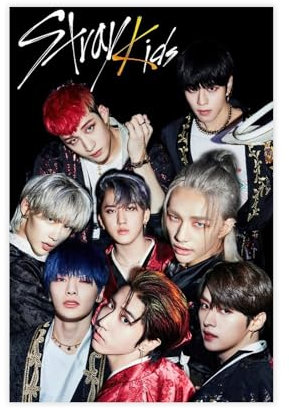 NebulaNova Sänger-Poster Kpop Stray Kids 3 Leinwandposter Schlafzimmer Dekor Landschaft Büro Zimmer Dekor Geschenk 30 x 45 cm