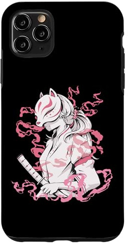 Kitsune Cherry Blossom Anime Girl Demon Fox Katana Sakura Case for iPhone 11 Pro Max