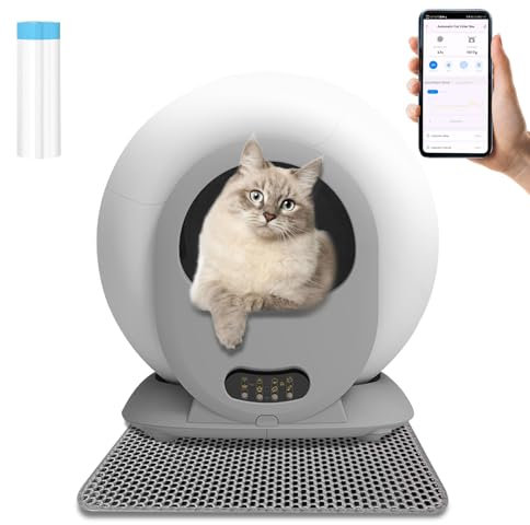 Litière électrique auto-nettoyante pour chat - Taille XXL - Avec application - Pour grands chats (type B)