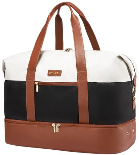 LOVEVOOK Travel Bags for Women, Waterproof 40x25x20 Cabin Hospital Holdall Overnight Duffle Bag with Shoes Compartment & Trolley Sleeve, Carry On Bag for Ryanair Easyjet