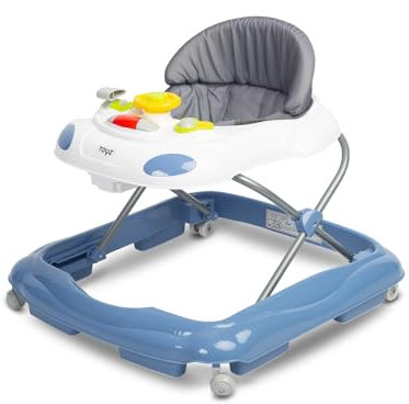 TOYZ - Cario Baby Walker - Baby Lauflernhilfe ab 6 Monate bis 12 kg - Lauflernwagen für Kinder mit Motiv Auto - mit weichem Sitz und Musik - Höhenverstellbar, Klappbar - 65 x 60 x 54 cm - Marineblau