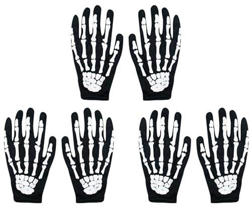AUFIKR Erwachsene Skelett Knochen Handschuhe Volle Finger Handschuhe für Halloween