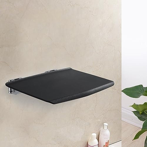 LKYLGYU Wall Mounted Seat Black Folding Shower Seat Chair Space Saving Shower Seat Holds Wall Mounted Folding Shower Chair 150kg for Elderly, Disabled and Pregnant Women
