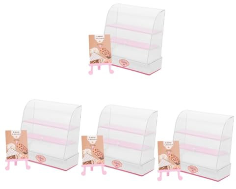 TOYANDONA 4 Stück Miniatur Kuchenschrank Vitrine Spielset Zubehör Puppenhaus Spind Dekorationen Mini Dekoration Puppenhaus Schrank Miniatur Ladenschrank Mini Schrank Rosa