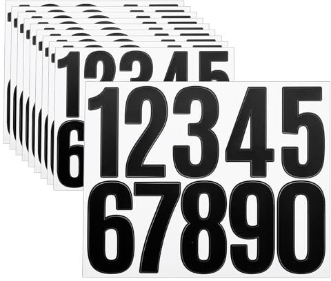 sourcing map 10 Sheets Vinyl House Numbers, 3 Inch Waterproof Self-Adhesive Number Stickers for Mailbox, Sign, Window, Door, Address Number, Black