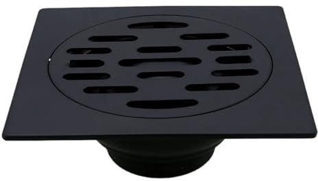 MOHUIED Bodenablauf Dusche Schwarzer quadratischer Duschablauf aus Edelstahl for Badezimmer, Bodenablauf, runde Abdeckung, Haarsieb(Type2)