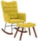 vidaXL Chaise à Bascule avec Repose-Pied Jaune Velours, Fauteuil à Bascule, Chaise Longue, siège de Salon, Chaise, Chaise de Salon