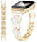 fitonyo Bracelet trèfle diamant compatible avec Apple Watch Series 10/9/8/7/6/5/4/3/2/1/SE,Bracelet métal habillé étincelant à diamant réglable pour iWatch 38/40/41/42mm Or étoilé