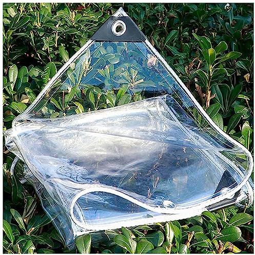 Telone impermeabile resistente, 2 x 4 m, con occhielli, spesso 0,35 mm, pieghevole, in plastica per uso esterno, tende in PVC trasparente per finestre, balconi, pergolati, panno antipioggia per gazebo