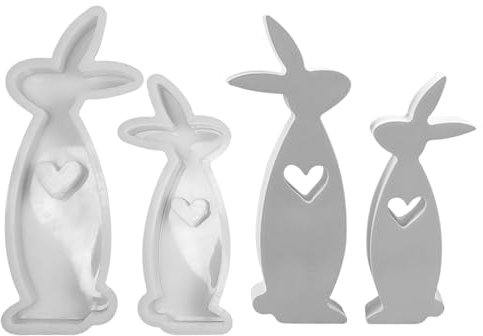 2 Stück Hase Silikonform Ostern, Silikonformen Gießformen Ostern, Silikonform Hase mit Herz, Gießformen Silikon Ostern, Silikonformen Osterhase, Giessformen Silikon für DIY Osterhase Deko Handwerk (Q)