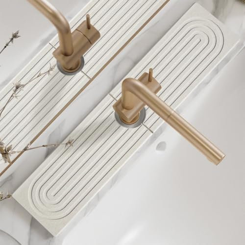 Alfombrilla grande para grifo de fregadero de cocina, tapete de secado de piedra para encimera de cocina, bandeja de fregadero de piedra de secado rápido de diatomita, súper absorbente, decoración