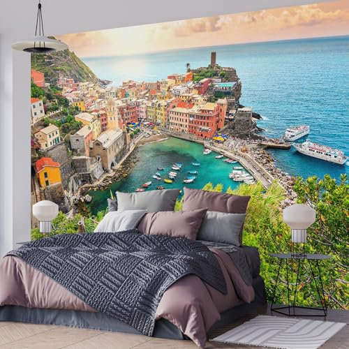 Papier peint panoramique - Cinque Terre Italie - Largeur 390 cm x Hauteur 260 cm