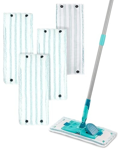 ePicsoa 4 Stück Wischmopp Bezug für Leifheit Combi/Clean Twist M Micro Duo, Mikrofaser Wischbezug Set, Bodenwischer Ersatzbezug, Waschmaschinenfest, Geeignet für Alle Böden (42 x 15,5 cm)