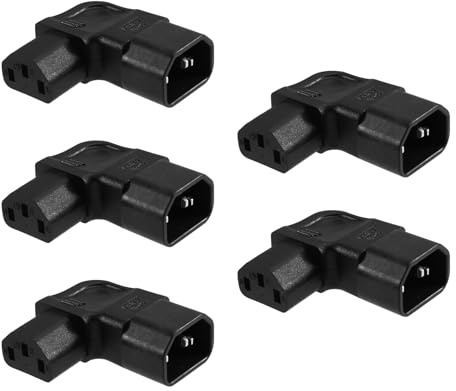 Uxsjakjsd IEC 320 3-Pin Extension Left Angle AC Converter C14 to C13 Power Right Angle for PDU Cabinet UPS Server