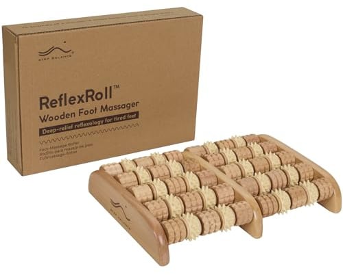 STEP BALANCE ReflexRoll Rouleau Bois Massage Pieds, Réflexologie, 29 cm