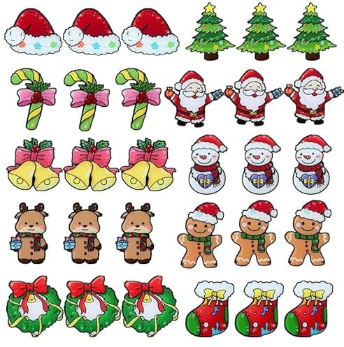 Weihnachtsbrosche,Weihnachten Brosche Pins,Shibida 30PCS Weihnachtsanstecker Mitgebsel Strass Weihnachtsbaum Anstecker Leuchtend Weihnachtspin Abzeichen Nadel Brosche Anstecker Weihnachten