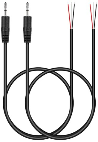 PATIKIL 3.3FT 3.5mm 1/7 Male Jack to Bare Wire Open End, 2PCS TRS 3 Pole | Stereo Plug Audio Cable for Speaker Headphone Headset Earphone Electric Guitar Bass Keyboard Amplifier, 3 Colors