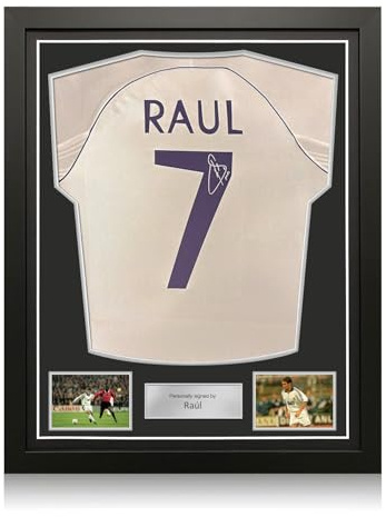 Raul Signed Real Madrid 1999-2000 Home Football Shirt. Standard Frame