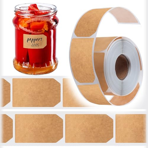 KADAX 300er Set Kraftpapier Etiketten Selbstklebend, Klebeetiketten zum Beschriften von Gläsern, Aufkleber für Marmeladengläser, Gewürzgläser & Einmachgläser