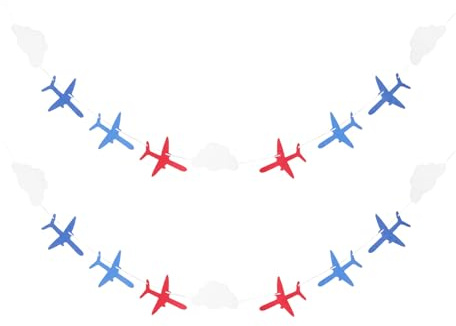 HOMOBABE 2 Satz Flugzeug Wimpelkette aus Filz Wolken Geburtstagsbanner Luftfahrt Partydeko für Erwachsene Leichte Wanddekoration für Luftfahrtthema