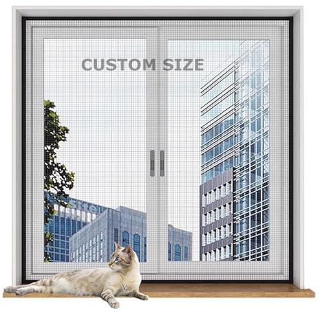 Custom Cat Proof Window Net Mesh Window Screen Mosquito Netting | Self-Adhesive, Insect-Proof Netting Protects Against Flies, Indoor Cat Safety Netting