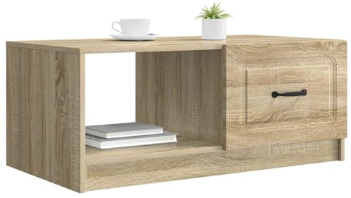 vidaXL Couchtisch Sonoma-Eiche 90 x 50 x 37 cm Holzwerkstoff, Eleganter Vintage Rechteckiger Couchtisch, viel Stauraum für Wohnzimmer, vielseitiges Holzdesign