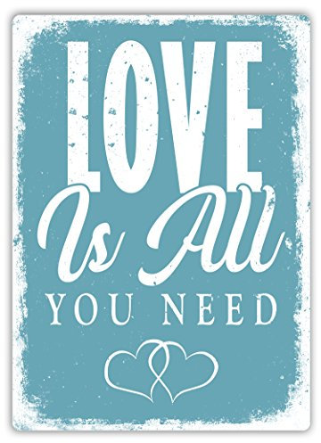 wtf | Love Is All You Need – Blue | Sticky-Pads - Metal Wall Sign Plaque Art Inspirational