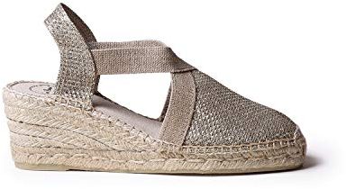 Toni Pons Damen-Espadrille aus Baumwollstoff - Triton - Platin, 41 EU