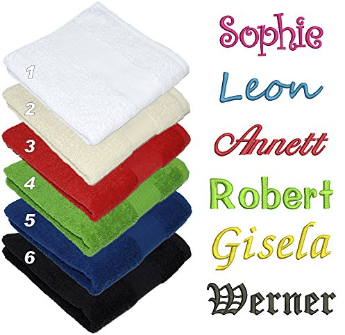 Nashville print factory Saugstarkes weiches Badetuch Bestickt mit Namen oder Wunschtext Geschenk (6 - Black - Schwarz)
