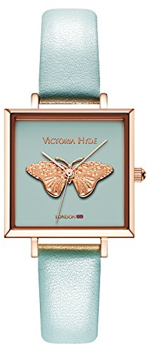 VICTORIA HYDE Damenuhr Analog Quarz Quadratisches Zifferblatt 3D Schmetterling Uhren Armbanduhr mit Lederarmband