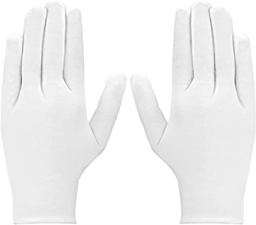 LUTER 3 Pairs of White Cotton Gloves for Eczema, Dry Hands, Hydration, Cleaning Silver Suits for Coin Jewellery