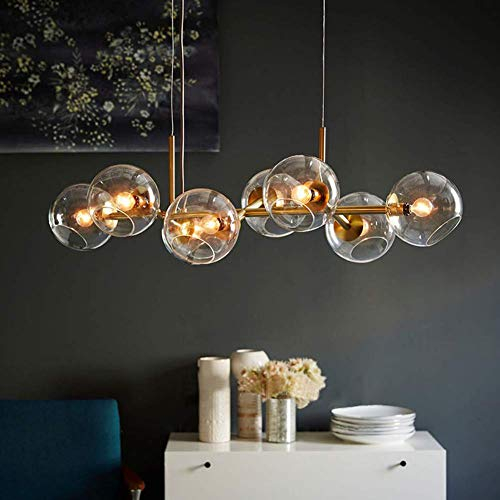 ZMH LED Pendelleuchte esstisch Hängeleuchte mit 8-Flammig Glas Kugel Leuchte Pendellampe Esszimmerlampe Hängellampe Kronleuchte LED Wohnzimmerlampe Schlafzimmerleuchte Innenleuchte (ohne Leuchtmittel)