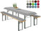 heimtexland ® Bierzeltgarnitur Auflagen Set 3-teilig Tischdecke Bierbankauflage Polster Kissen Biergarnitur Typ698 Grau für Tischmaß 50x220 cm