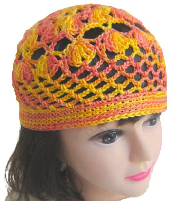 Häkel Mütze, Sommermütze, Beanie, Kappe, gehäkelt, orange gelb