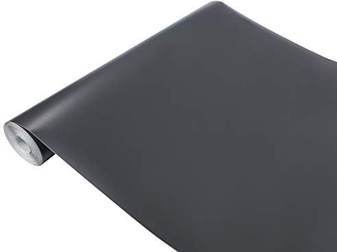 DecoMeister Klebefolie Möbel 45x240 cm | Selbstklebende Möbelfolie in glänzend und matt - PVC Folie für Möbel | Selbstklebende Folie für schnelle Umgestaltung und Renovierung | Grau/Schwarz Matt