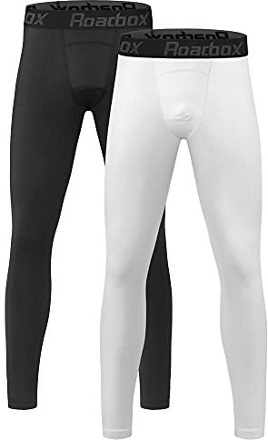 Roadbox 2 Pack Boys Compression Pants, Quick Dry Leggings Base Layer
