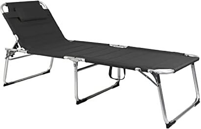 Mojawo XXL Gartenliege Sonnenliege Relaxliege Liege mit Kissen gepolstert klappbar Anthrazit L200xB70xH45/95cm