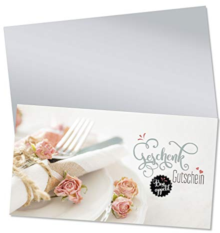 GESCHENKGUTSCHEINcom by POS-HAUER. Gutschein-Set. 25x Gutschein + Kuvert. Für Restaurants Hotels blanko zum selberAusfüllen.