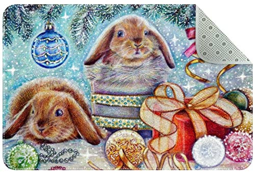 Teppich mit weihnachtlichem Hasen-Motiv, rutschfest, für Wohnzimmer, Schlafzimmer, Mädchen, Jungen, Kinderzimmer, Schlafsaal, Kinderzimmer, 78,7 x 50,8 cm