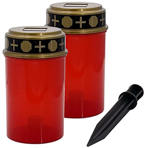 Bonetti 2er Pack Solar Grablicht mit Erdnagel in rot oder weiß mit warm-weißer LED Beleuchtung (rot)