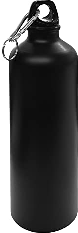 HAC24 Borraccia in alluminio, 0,75 l, con moschettone, in alluminio, colore nero