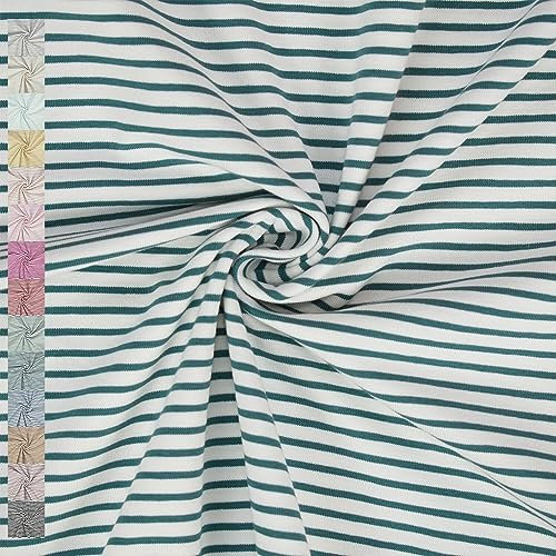 Jersey Mika, gestreift, 2,5mm und 5mm, petrol/weiß (Länge am Stück: ab 50cm / Breite: 150cm)
