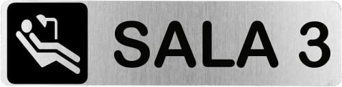 MovilCom® - Segnale in acciaio inossidabile adesivo SALA 3 | Placca porta | Segnale informativa | Cartello clinico Dental 200 x 50 mm