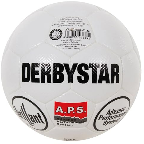 Derbystar Brilliant APS Retro-Matchball, Profi-Fußball, Wettkampffußball, Größe 5