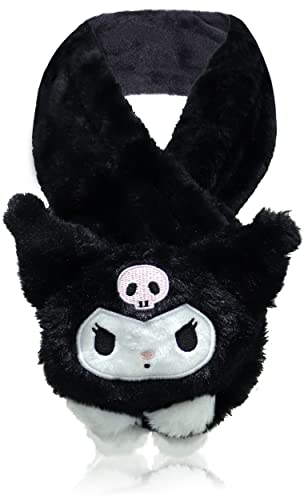 Roffatide Anime-Schal böses Kaninchen Fuzzy Catton Schal Plüsch-Fleece-Schal Schwarzer bestickter Winterschal