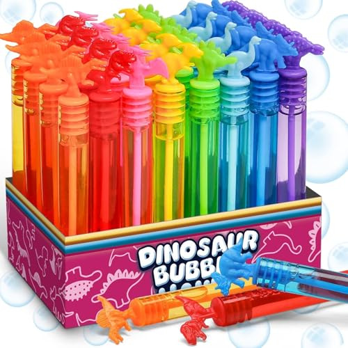 32 Pack Bubble for Kids Party Favors, 8 Style Dinosaur Mini Bubble Wands