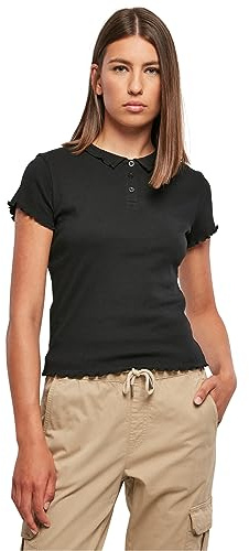 Urban Classics Damen T-Shirt Ladies Rib Polo Tee Black 4XL