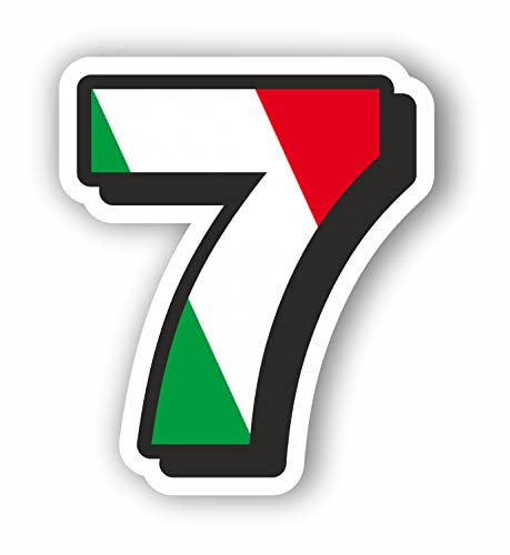 AMA SHOP Adesivo Sagomato Numero tricolore personalizzabile mod.2|Sticker per Casco,Moto, Camper,Barca | autoTuning |